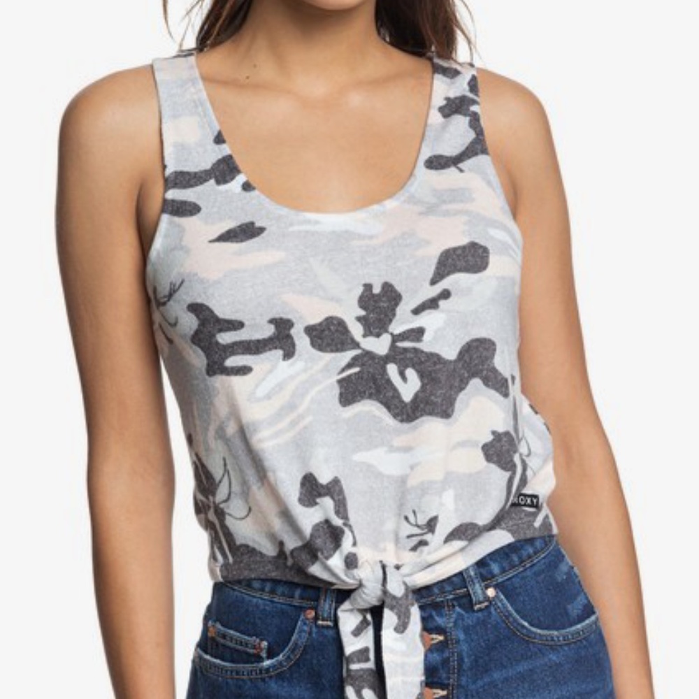 Roxy Same Old Love Cropped Tie-Front Tank Top